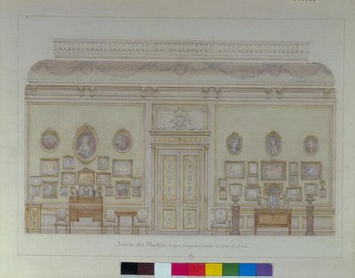 Salon des Pastels i Jacques Doucets lejlighed (akvarel på papir) af Adrien Karbowsky
