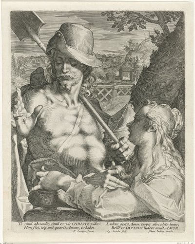 Kristus viser sig som gartner for Maria Magdalene (Noli mi tangere) af Egidius  Sadeler (II)