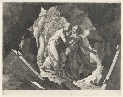 Dante og Virgil går ind i helvede gennem en port af Egidius  Sadeler (II)