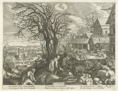 december (titel på objekt) De tolv måneder (serietitel) af Egidius  Sadeler (II)