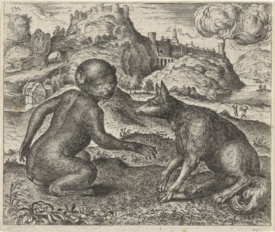 Fabel om aben og ræven af Egidius  Sadeler (II)