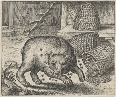 Fabel om bjørnen og bierne af Egidius  Sadeler (II)