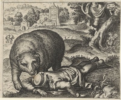 Fabel om bjørnen og de to rejsende af Egidius  Sadeler (II)