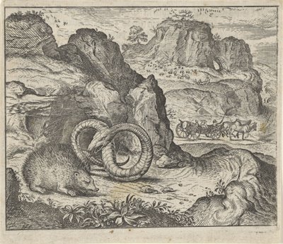 Fabel om pindsvinet og slangen af Egidius  Sadeler (II)