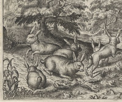 Fabel om harerne og frøerne af Egidius  Sadeler (II)