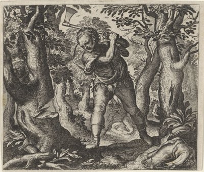 Fabel om skovhuggeren og skoven af Egidius  Sadeler (II)