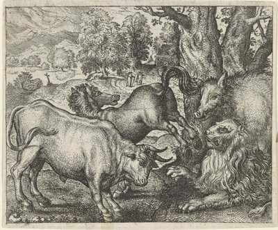 Fabel om den gamle løve af Egidius  Sadeler (II)