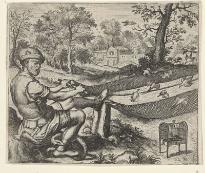 Fabel om Fuglefangeren og Slangen af Egidius  Sadeler (II)