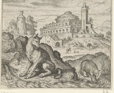 Fabel om ulven og lammet af Egidius  Sadeler (II)
