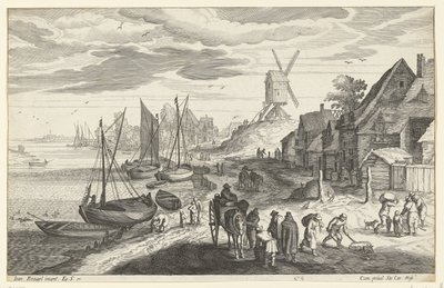 Kystlandskab med vindmølle af Egidius  Sadeler (II)