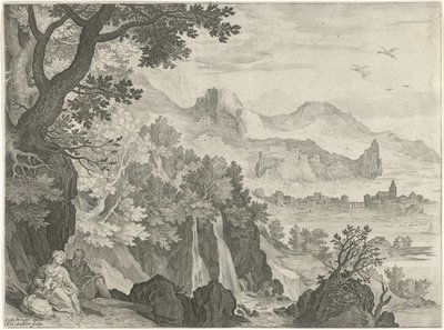 Landskab med roen under flyveturen til Egypten af Egidius  Sadeler (II)