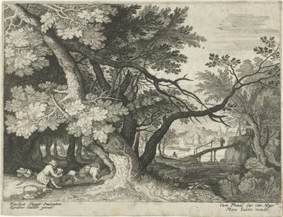 Landskab med to jægere Landskaber fra Tyrol (serietitel) af Egidius  Sadeler (II)