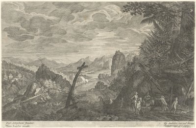Landevej ved siden af ​​en flod Otte landskaber fra Bøhmen (serietitel) af Egidius  Sadeler (II)