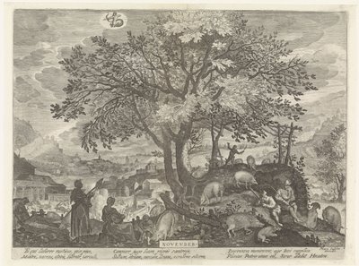 november (titel på objekt) De tolv måneder (serietitel) af Egidius  Sadeler (II)