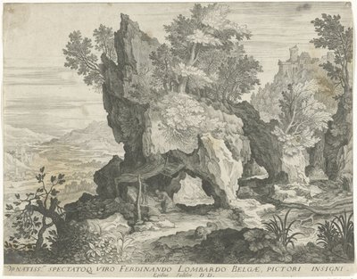 Klippelandskab med Saint Jerome af Egidius  Sadeler (II)