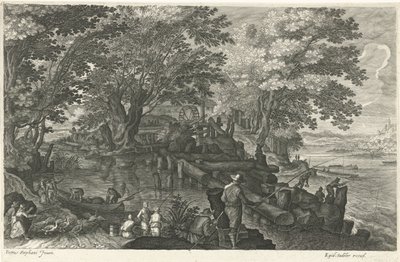 Vandmølle på en ø Otte landskaber i Bøhmen (serietitel) af Egidius  Sadeler (II)
