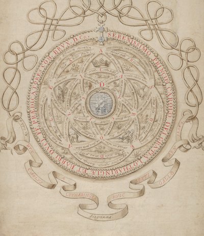 Anagram til ære for Charles III, hertug af Lorraine og Bar, ca. 1595-1605. af Aegidius Sadeler II