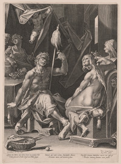 Herkules og Omphale af Aegidius Sadeler II