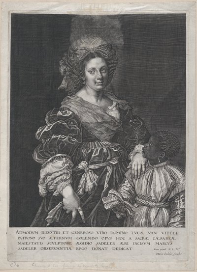 Laura Dianti med en sort side, 1600-1627. af Aegidius Sadeler II