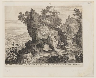 Klippelandskab med Sankt Hieronymus af Aegidius Sadeler II