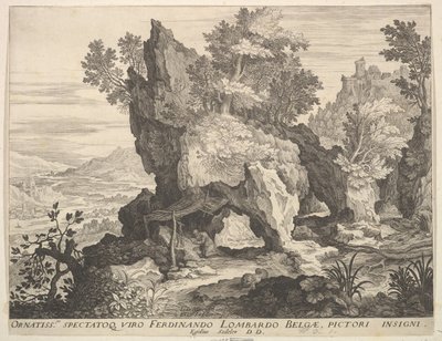Rocky Landscape med St. Jerome. af Aegidius Sadeler II