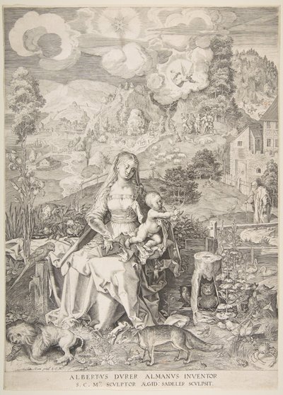 Jomfru og barn i et landskab, ca. 1597. af Aegidius Sadeler II