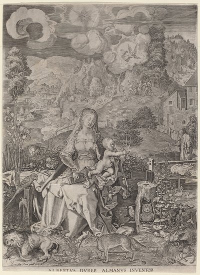 Jomfru og barn i et landskab af Aegidius Sadeler II after Albrecht Dürer