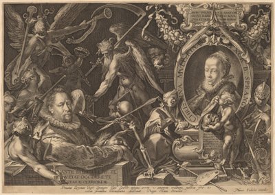 Bartholomaeus Spranger og hans Afdøde Hustru Christina Muller af Aegidius Sadeler II, after Bartholomaeus Spranger