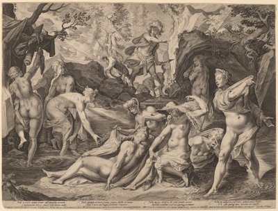 Diana overrasket af Actaeon af Aegidius Sadeler II after Joseph Heintz the Elder