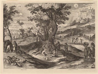 juli og august af Aegidius Sadeler II after Paul Bril