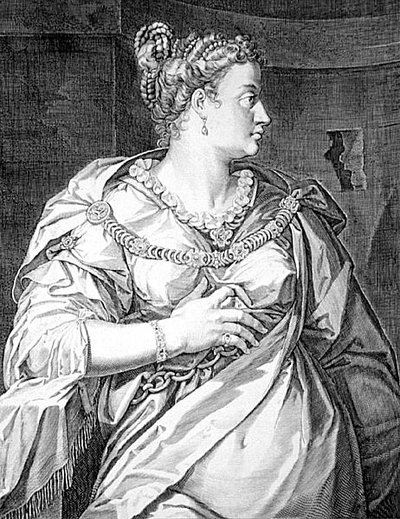 Petronias første kone til Vitellus (gravering) af Aegidius Sadeler or Saedeler