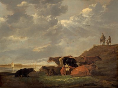 Flodlandskab med køer, 16451650. af Aelbert Cuyp
