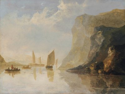 Flodlandskab med både af Aelbert Cuyp
