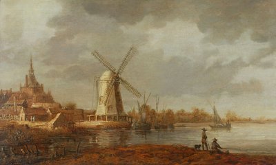 Flodscene med udsigt over Dordrecht (olie på panel) af Aelbert Cuyp