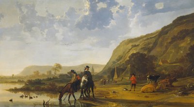 Flodlandskab med ryttere af Aelbert Cuyp