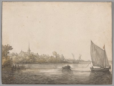 Udsigt over IJsselmonde set over den nye Maas af Aelbert Cuyp