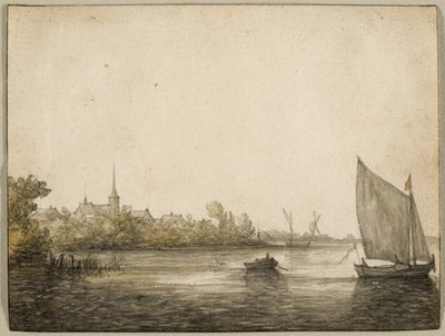 Udsigt over IJsselmonde set over den nye Maas, ca. 1640 af Aelbert Cuyp