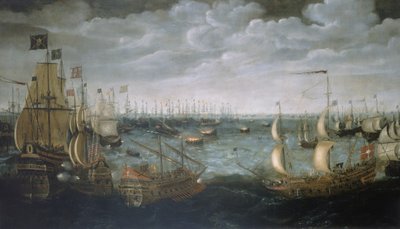 Affyring af brandskibe mod den spanske armada, 7. august 1588, ca. 1590 (olie på lærred) af Aert Anthonisz