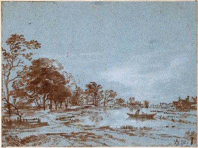 Flodlandskab ved måneskin, ca. 1650-1660 af Aert van der Neer