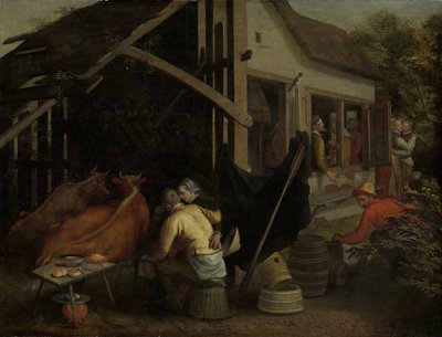 Par, der elsker på en Country Inn af Aert Pietersz. (attributed to)