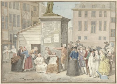 Plads med munke og nonner under revolutionen i Belgien, 20. oktober 1787 af Aert Schouman (signed by artist)