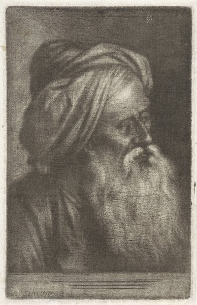 Buste af en mand iført turban af Aert Schouman
