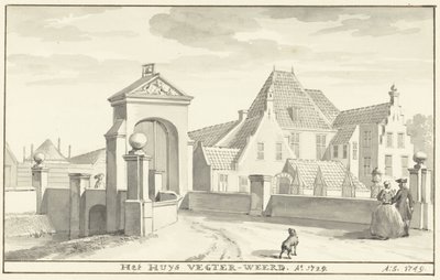 Havezathe Vechterweerd nær Zwolle i 1729 Het HUYS VEGTER-WEERD Ao 1729 (titel på objekt) af Aert Schouman