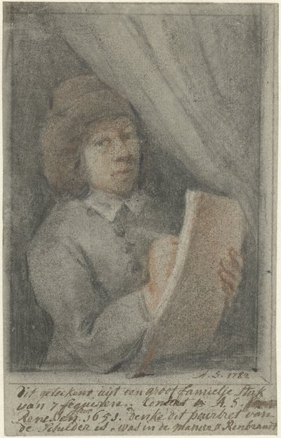 Detalje af et maleri med selvportræt af Constantine Daniel à Renesse af Aert Schouman