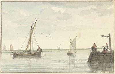 Stenbrandfyret og havnehovedet i Durgerdam af Aert Schouman