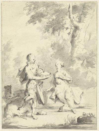 Meleager giver Atalante hovedet af den calydonske orne af Aert Schouman