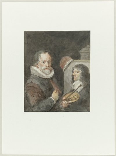 Portræt af Michiel van Mierevelt, mens han Jacob Willemsz. Delff maler af Aert Schouman