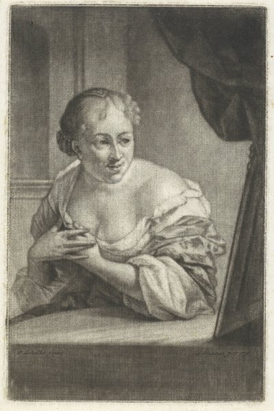 Kvinde foran et spejl af Aert Schouman