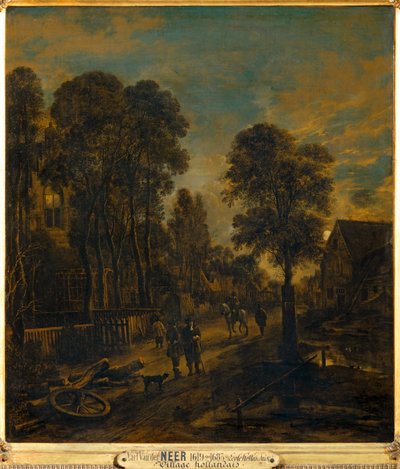 Landsbyen krydses af en vej ... af Aert van der (after) Neer