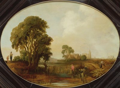 Et landskab med rørhuggere, 1600-tallet af Aert van der Neer